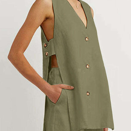 New style sleeveless shorts two-piece suit, fashionable and comfortable, can be worn as outdoor women's home clothes