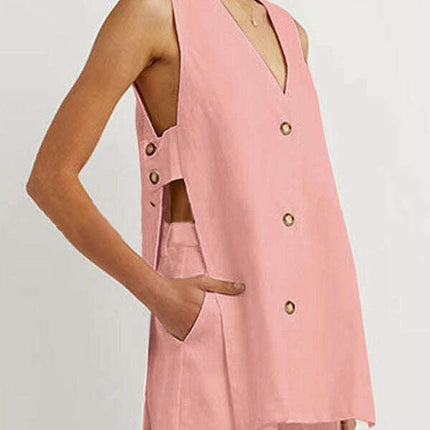 New style sleeveless shorts two-piece suit, fashionable and comfortable, can be worn as outdoor women's home clothes