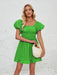 Ladies new fashion one shoulder lantern sleeve sexy backless dress