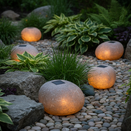 Solar Rock Garden Lights — Waterproof Outdoor Spotlight, Warm & Cool White