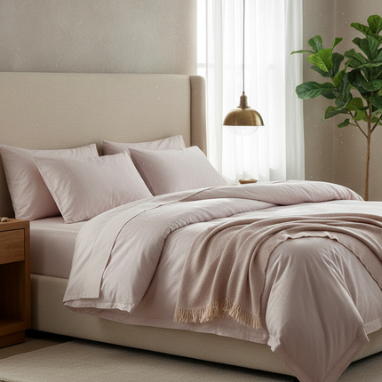 Long Staple Cotton Jacquard Bedding Set – Luxury Duvet Cover, Bedsheet & Pillowcases