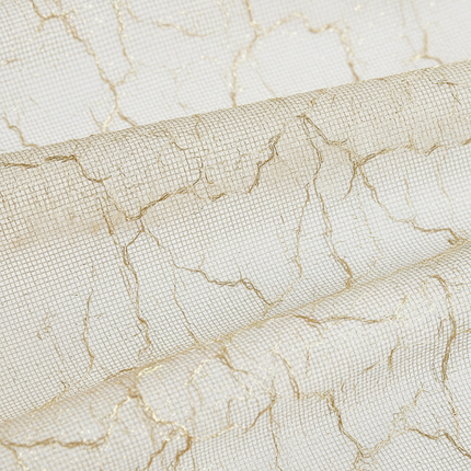 French Sheer Mesh Curtains with Gilded Yarn — Set of 2