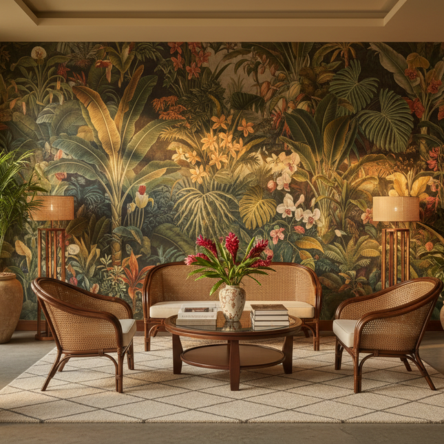 Decorative Wallpaper Store Vintage Southeast Asian Tropical Wallpaper