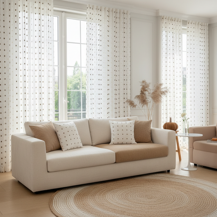 Cotton-Linen Jacquard Curtain — Candy Colour, Custom Size
