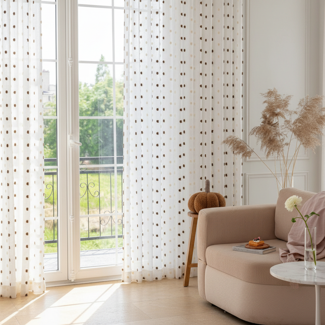 Cotton-Linen Jacquard Curtain — Candy Colour, Custom Size