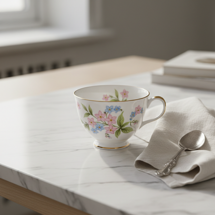 Gold-Rimmed Bone China Coffee Cup & Saucer Set | Très Elite
