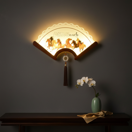 Chinese Fan-Shaped Wall Sconce – Eight Horses Art