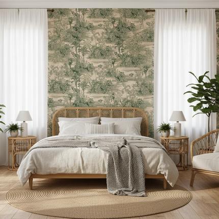 Tropical Palm Leaf Peel & Stick Wallpaper — Removable Self-Adhesive Wall Decor