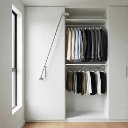 Dual-Cushion Telescopic Pull-Down Wardrobe Lift Rod — Aluminium Alloy, 30kg | Très Elite
