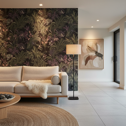 Dark Botanical Floral Mural Wallpaper — Custom Size | Très Élite