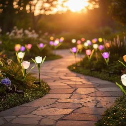Solar LED Tulip Garden Lights — Waterproof Outdoor Pathway Decor