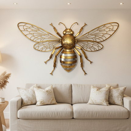 Golden Bee Wall Sculpture – Decorative Metal Wall Art