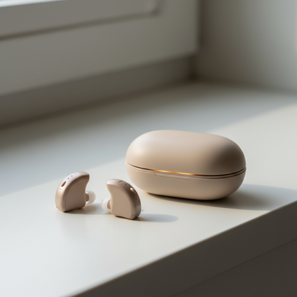 In-the-Ear Hearing Aid Pair — High-Capacity Charging Case, USB, Skin Tone | Très Elite