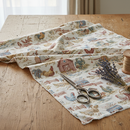 French Country Animal Pattern Cotton Fabric | 145cm Wide | Per 50cm