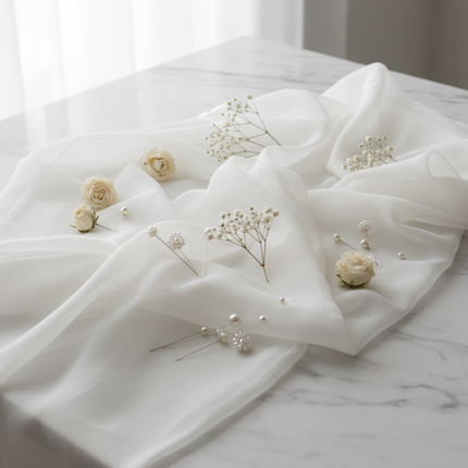 Sheer Organza Fabric — Off-White, 1.5M Wide | 1M & 5M Lengths