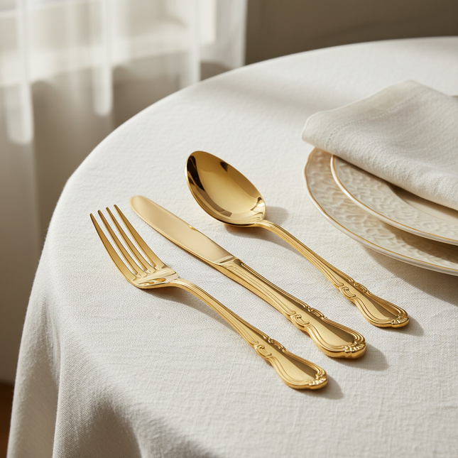 Gold-Finish 18/10 Stainless Steel Flatware — Individual Pieces | Très Elite