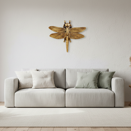 Golden Dragonfly Resin Wall Hanging