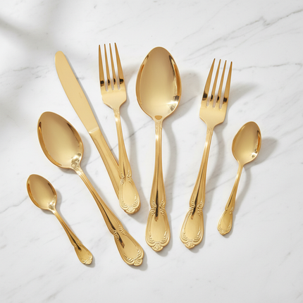 Gold Vintage Stainless Steel Cutlery, Individual Pieces | Très Elite