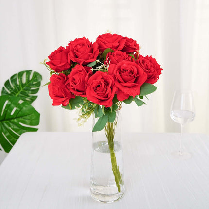 AliKopy 18" Real Touch Red Artificial Rose Bouquet - Silk Long Stem, 2
