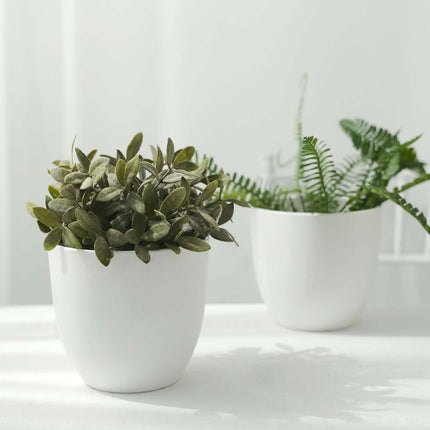 AliKopy 2-Pack 5.5" White Planter Pots with Macrame Holders