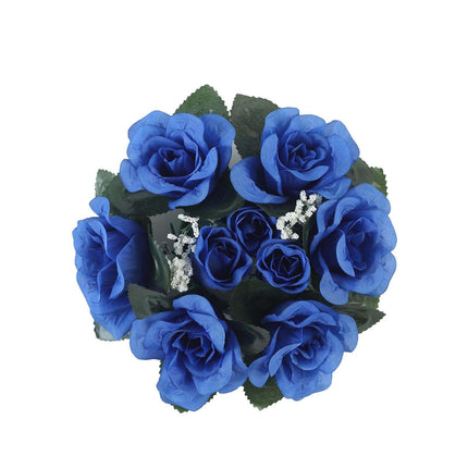 AliKopy 4 Pack Royal Blue Silk Rose Candle Ring Wreaths - Elegant Deco
