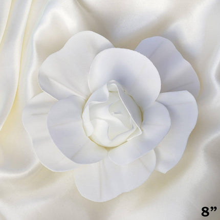 AliKopy 6 Pack 8" Real Touch White Foam Roses - DIY Craft Flowers