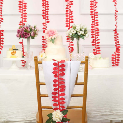 AliKopy Taffeta Ribbon Sash - 4" Leaf Petal Design, 50ft Length, Red