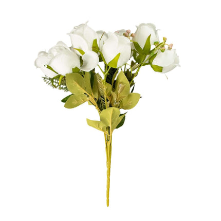 AliKopy 3 Pack 13" Real Touch Silk Rose Bud Bridal Bouquets - Lifesize