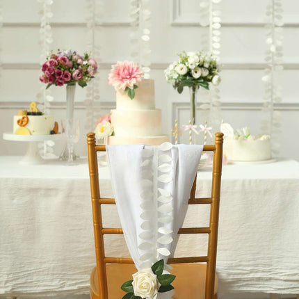 AliKopy Taffeta Ribbon Sash, 4" Leaf Petal Design, Ivory, 50ft