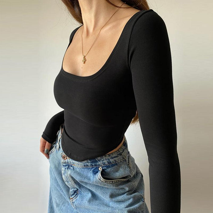 Jakoto Square-Neck Crop Top with Corset Detail