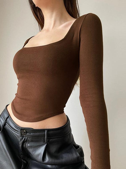 Elegance Square-Neck Crop Top with Corset Detail