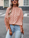 Shimmering Gold Long-Sleeve Blouse with Chic Polka Dot Accents