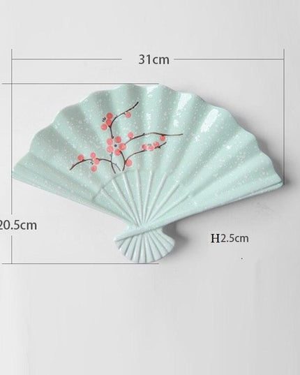 Artistic Japanese Fan-Shaped Ceramic Serving Plate - Sophisticated Tableware for Fine Dining