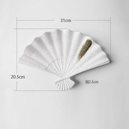 Artistic Japanese Fan-Shaped Ceramic Serving Plate - Sophisticated Tableware for Fine Dining