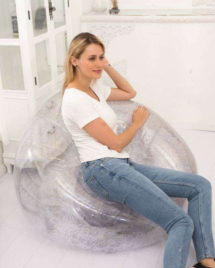 Glittering Sequin Inflatable Lounge Sofa for Kids - Fun and Portable Seating Solution