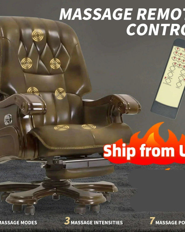 Premium Ergonomic Leather Executive and Gaming Chair with 9-Point Massage Function