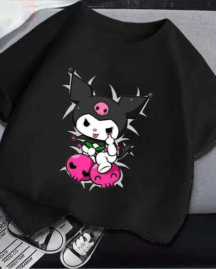 Kuromi Kids' Monochrome Cartoon T-Shirt: A Festive Fashion Essential