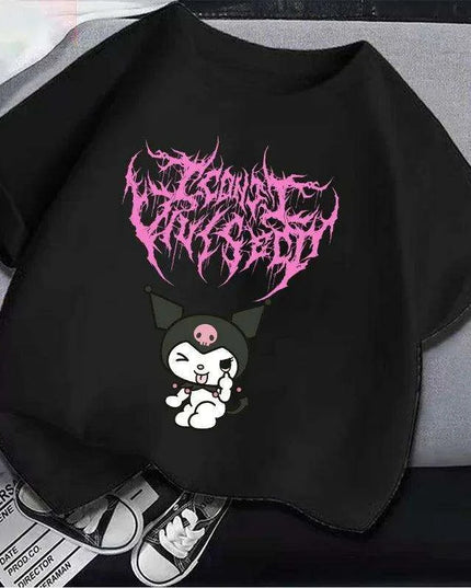 Kuromi Kids' Monochrome Cartoon T-Shirt: A Festive Fashion Essential