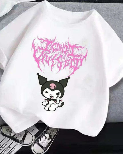 Kuromi Kids' Monochrome Cartoon T-Shirt: A Festive Fashion Essential