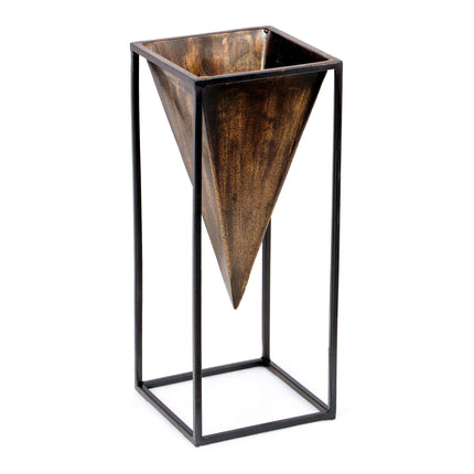 Room & Decor Antique Brass & Black Iron Decorative Vase - Elegant Desi