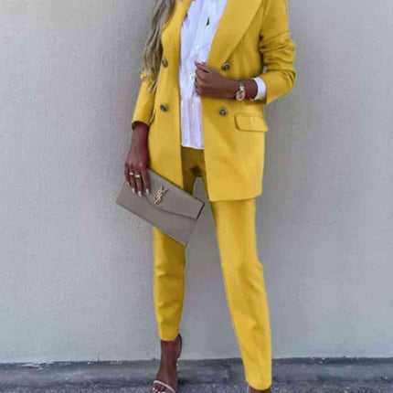 Chic Lapel Collar Coordinated Suit Ensemble