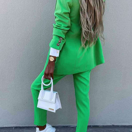 Chic Lapel Collar Coordinated Suit Ensemble