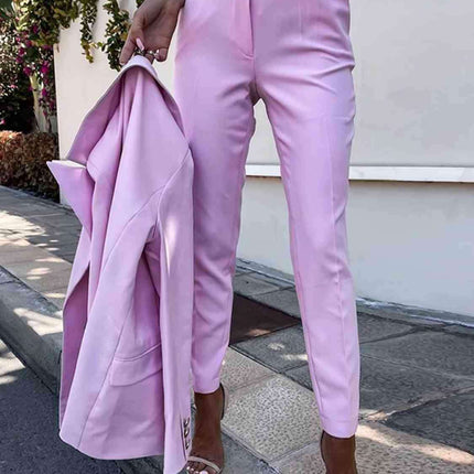 Chic Lapel Collar Coordinated Suit Ensemble