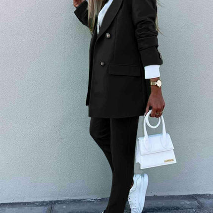 Chic Lapel Collar Coordinated Suit Ensemble