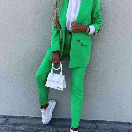Chic Lapel Collar Coordinated Suit Ensemble
