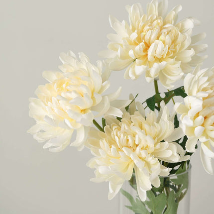AliKopy 27" Ivory Artificial Silk Chrysanthemum Bouquet - Large Faux F