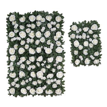 AliKopy 3 Sq Ft Easy-Install White Silk Rose Wall Panel Backdrop