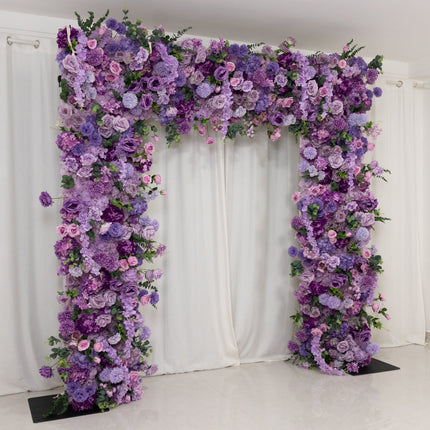 AliKopy 8ftx8ft Lavender Flower Backdrop - Silk Roses & Hydrangeas
