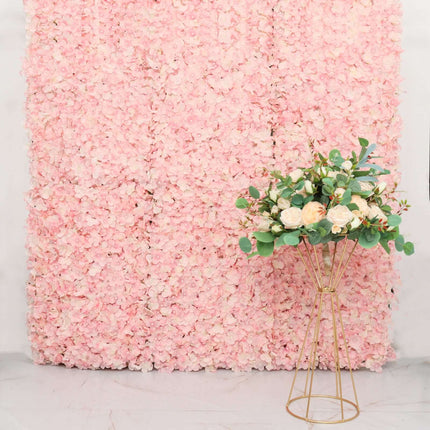 AliKopy 11 Sq ft Blush UV Protected Hydrangea Flower Wall Mat - 4 Pane
