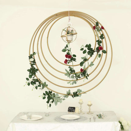 AliKopy 28" Gold Heavy Duty Metal Hoop Wreath - Durable Floral Design